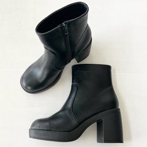Top Moda Women’s Platform Block Heel Ankle Boots SIZE 7 Black Side Zipper